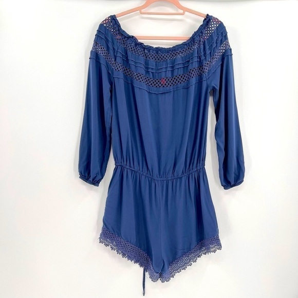 Chelsea & Violet 100% Rayon Navy Short Romper size M - Picture 5 of 12